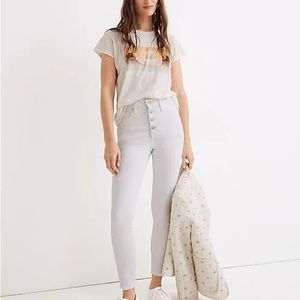 NWT MADEWELL 10” high rise New skinny crop white jeans! 25 exposed button fly